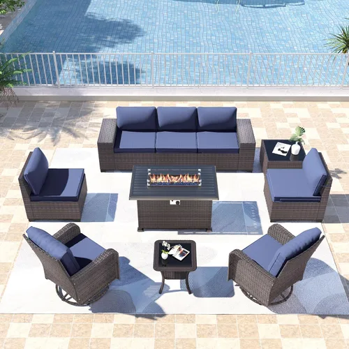 Vista 95 de Kullavik - Juego de muebles para exterior de 6 piezas con sofá modular de ratán de polietileno, color negro