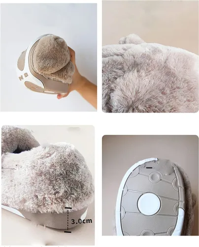 Vista 5 de Zapatos lindos para mujer, pantuflas de oso, pantuflas de animales, pantuflas acogedoras y mullidas, suaves y cálidas, para invierno, zapatos