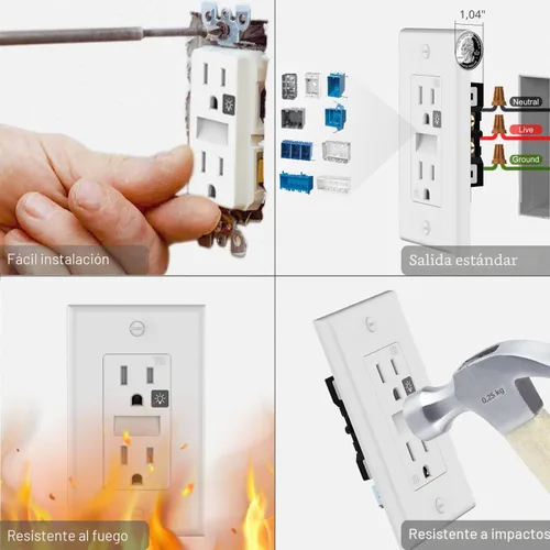 Vista 3 de SOZULAMP - Toma de corriente de 15 A con luz nocturna, LED de luz diurna, paquete de 4 Auto on/off daylight nightlight Glows through outlets