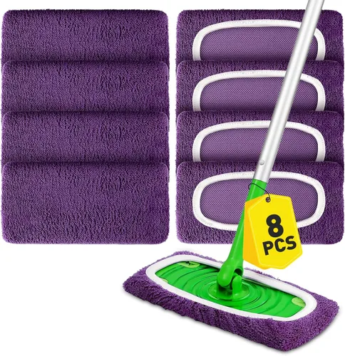 Vista 8 de 12 almohadillas de microfibra reutilizables compatibles con trapeadores, paños de barrido seco y almohadillas de trapeador húmedo, almohadillas