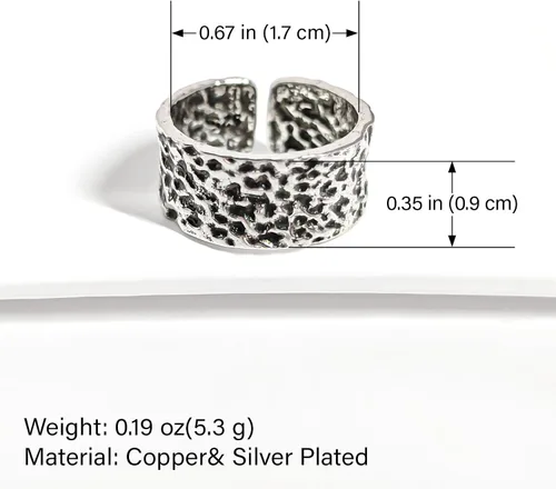Vista 184 de Anillo de plata de ley 925, minimalista, ajustable, hecho a mano, para mujeres y niñas