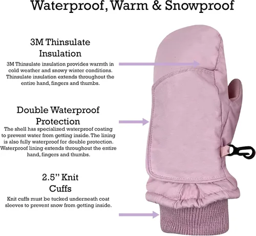 Vista 4 de N'Ice Caps - Manoplas impermeables con Thinsulate, para bebés o niños pequeños, manoplas de nieve, para el invierno, fáciles de poner