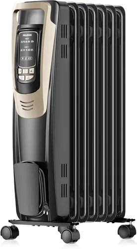 Vista 8 de PELONIS Radiador lleno de aceite, calentador de espacio eléctrico para uso en interiores en habitaciones grandes con termostato y control remoto, 3