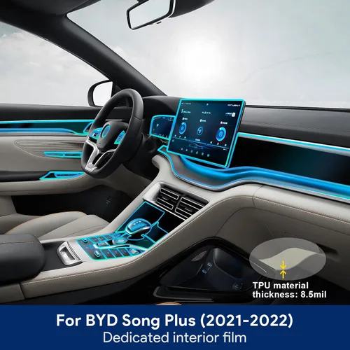 Vista 2 de Película protectora de pintura de coche precortada para BYD Song Plus 2021-2024 de 8.5 mil, TPU PPF HD, protector de arañazos, accesorios centrales