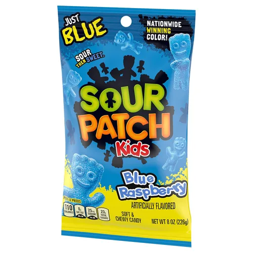 Vista 12 de SOUR PATCH KIDS Caramelo suave y masticable de frambuesa azul, bolsas de 12-8 onzas