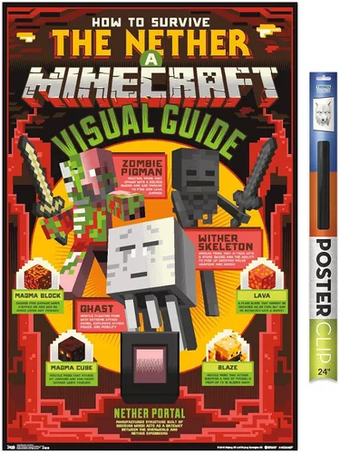 Vista 13 de Trends International Minecraft - Póster de The Nether Wall, 14.725 x 22.375 pulgadas, versión enmarcada de madera de granero