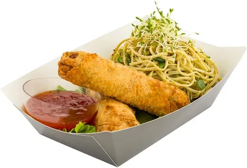Vista 23 de Restaurantware Bio Tek - Botes de comida de 2 libras, 200 bandejas de papel desechables – Barcos de papel blanco resistentes a la grasa