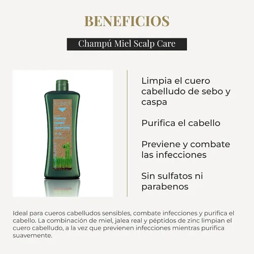Vista 3 de Salerm Biokera Natura Honey Scalp Care Champú, 33.8 fl oz