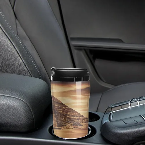 Vista 6 de Vintage Great Egyptian Pyramid Coffee Cup Hot Coffee Travel Mug Reusable Iced Coffee Cups Double Heat Insulation Coffee Mug with Leak-Proof Lid