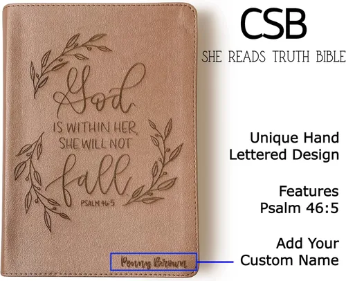 Vista 4 de CSB, She Reads Truth Bible, oro rosa, letras y grabadas a mano, grabado con nombre personalizado, regalo personalizado para cumpleaños, graduación