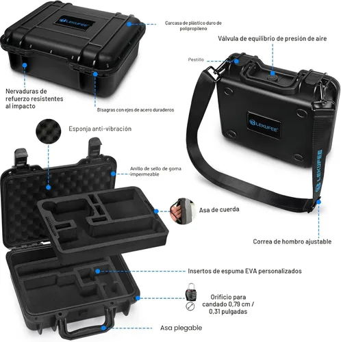 Vista 3 de Lekufee Funda rígida impermeable compatible con GoPro Hero 13/12/11/10/9/8/Media Mod/Gopro Volta/Creator Edition/cámara de acción y accesorios