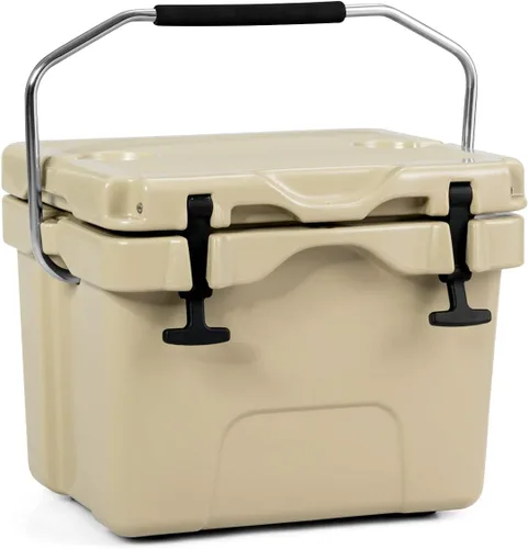 Vista 10 de Goplus 16 Quart Cooler, 24-Can Capacity Ice Chest with 2 Cup Holders, 3-5 Days Ice Retention, Portable Insulated Ice Box for Camping, Fishing Gris