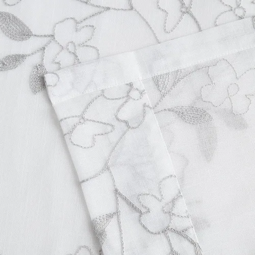 Vista 4 de Vision Home Cortinas traslúcidas blancas con estampado floral gris de 84 pulgadas, con patrón de hojas, cortinas traslúcidas para filtrar la luz