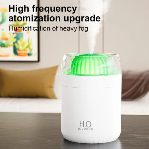 Vista 4 de Humidificador pequeño para plantas, humidificador de escritorio de niebla fría de 16.9 fl oz con luz nocturna, mini humidificadores de cactus