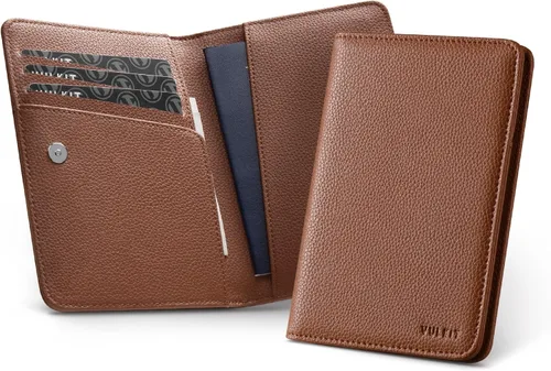 Vista 10 de VULKIT Soporte para pasaporte, cierre magnético, bloqueo RFID, cartera de viaje, funda para libro de pasaporte, soporte para tarjeta de embarque