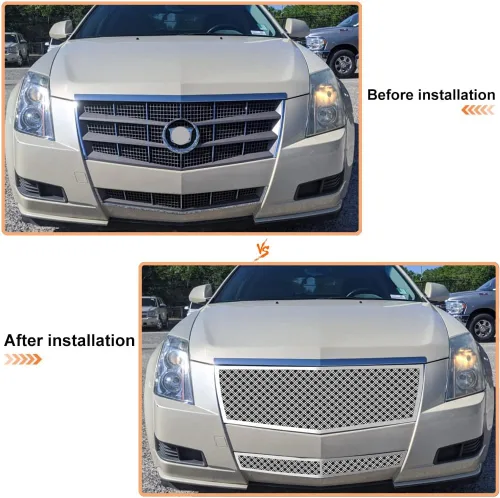 Vista 6 de Rejilla de malla de alambre doble inoxidable compatible con Cadillac CTS 2008-2013 y Cadillac CTS Coupe 2011-2013