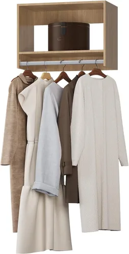 Vista 20 de Unidad Colgante Doble Mediana para Closet, Sistema Modular de Closet, Organizador de Sistema de Closet de Madera con Almacenamiento para Walk-in