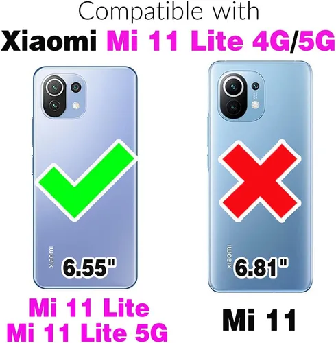 Vista 2 de Asuwish Funda compatible con Xiaomi Mi 11 Lite 4G/5G y protector de pantalla de vidrio templado, accesorios de celda, cubierta protectora de cuerpo