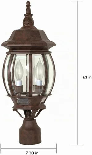 Vista 3 de Nuvo Lighting 60/898 - Montura de poste tradicional de tres luces de la colección Central Park en acabado bronce/oscuro
