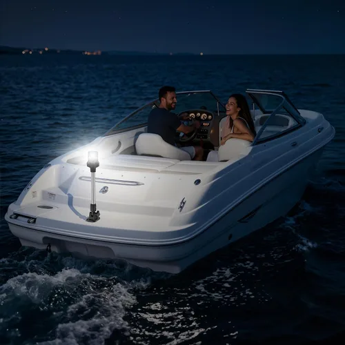 Vista 7 de Obcursco Luces de popa de barco, IP67 impermeable, plegable, luz LED blanca de anclaje para lanchas marinas, pontones, pesca, lubinas y Jon