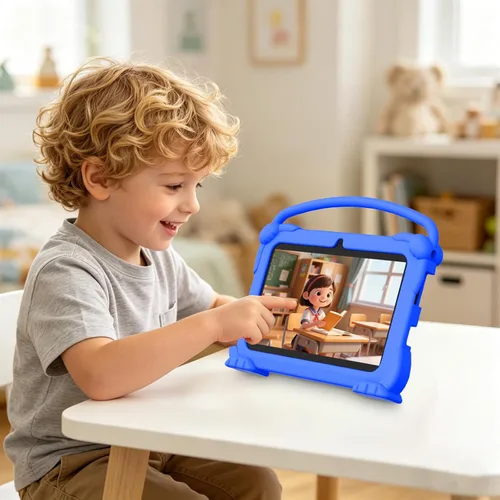 Vista 7 de Tablet para niños de 7 pulgadas, tableta Android para niños, 4 GB de RAM+32 GB ROM+1 TB expandir, tabletas para niños pequeños con funda a prueba