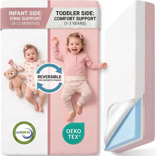 Vista 7 de Colchón para cuna de bebé, espuma viscoelástica de doble cara