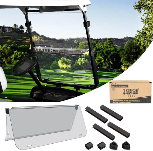 Vista 9 de 10L0L Golf Cart Windshield for Yamaha G14 G16 G19 1995-2002 Clear/Tinted Fits G14 G16 G19 Gas & Electric, 4.76mm Thick Polycarbonate Folding Down