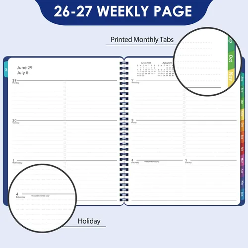 Vista 4 de Agenda 2026 – Agenda semanal y mensual 2026, enero 2026 – diciembre 2026, 8 x 10 pulgadas con pestañas mensuales, agenda de calendario 2026