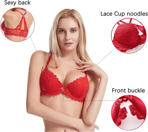Vista 5 de Sexy Push up Bras for Women lace Bralette