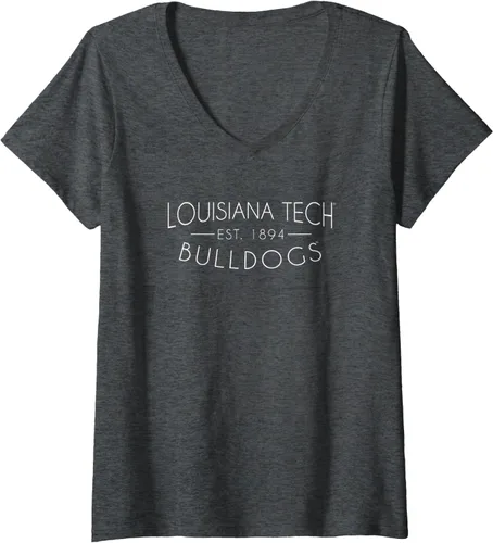 Vista 3 de Womens Louisiana Tech Bulldogs Simple V-Neck T-Shirt