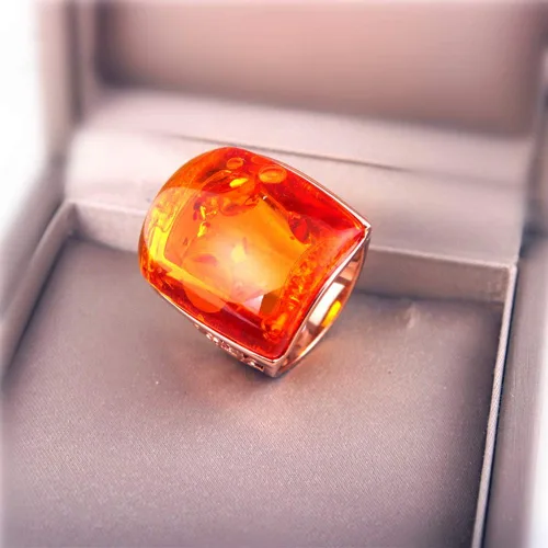 Vista 6 de Ajojewel - Anillo de resina de color naranja para mujer, diseño grande, diseño de Anel