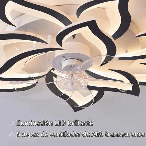 Vista 7 de Ventiladores de techo de 32 pulgadas con luces y control remoto, moderno ventilador de techo de montaje empotrado con luz LED regulable, 3