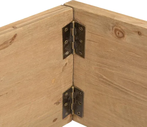 Vista 4 de Glitzhome Collar de Árbol Trapezoidal de Madera Natural de 26" L, Cubierta Rústica para Base de Árboles de Navidad, Anillo de Árbol Fresco