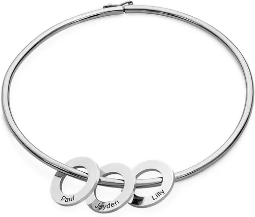 Vista 2 de MYKA - Pulsera personalizada con colgantes de disco circular, joyería con múltiples colgantes personalizables, regalo para mamá, madre, ella