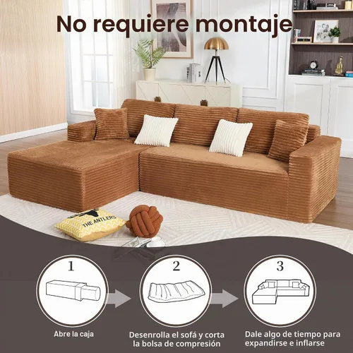 Vista 6 de Opiesit Sofás Sin Huesos de 108" para Sala de Estar, Sofá Seccional Modular con Chaise de Gran Tamaño, Sofá Nube en Forma de L con Asiento Profundo