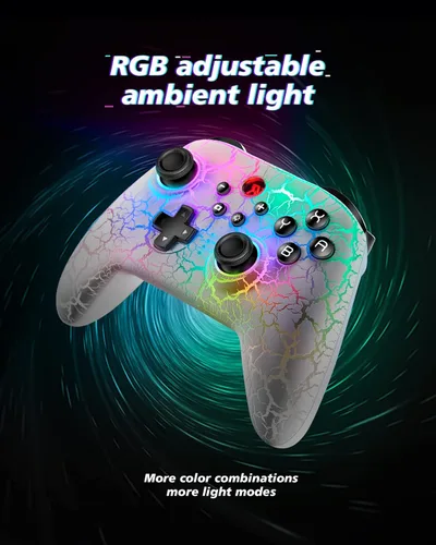 Vista 3 de BINBOKPLAY Controlador de interruptor, controlador inalámbrico Switch Pro para SwitchSwitch LiteSwitch OLED, RGB ajustable LED inalámbrico mando a