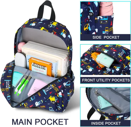 Vista 4 de Aimeen Mochila para niñas, mochilas para niños pequeños, Varios colores, Coches azules