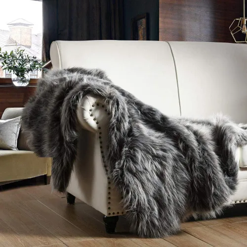 Vista 12 de Manta de felpa de piel sintética de lujo con patrón azteca, súper cálida, esponjosa, elegante, mullida manta decorativa para sofá, sillón, sofá
