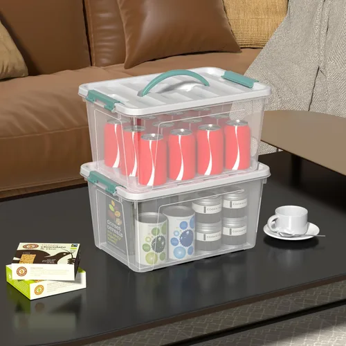Vista 3 de Paquete de 6 cajas de plástico con asa, contenedor de almacenamiento