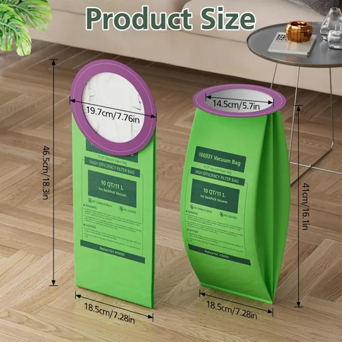 Vista 6 de Paquete de 16 bolsas de vacío 100331 QT compatibles con aspiradora ProTeam de mochila de 10 cuartos de galón, para Coachvac, Super Coachvac
