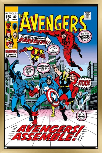 Vista 16 de Trends International Marvel Comics - Póster de pared de Avengers #82, 22.4 pulgadas de largo x 14.7 pulgadas, versión enmarcada en madera de granero