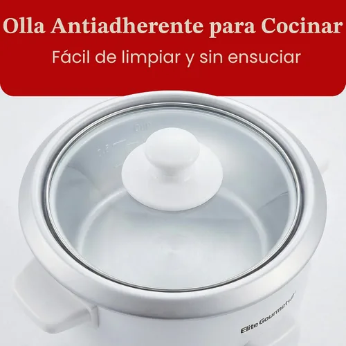 Vista 5 de Elite Gourmet ERC-003X - Arrocera eléctrica con mantenimiento automático del calor, hace sopas, guisos, granos, cereales calientes, 6 tazas cocidas