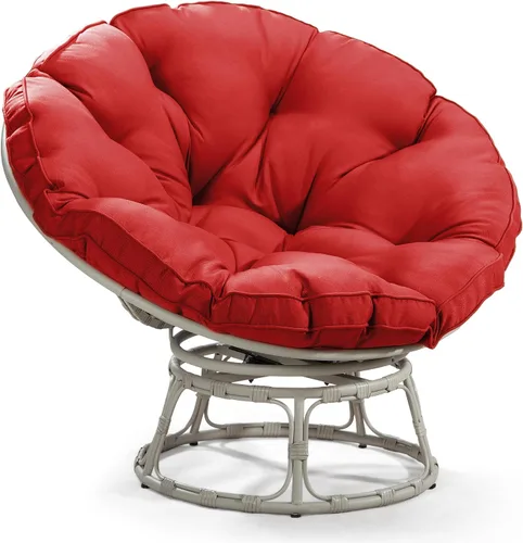 Vista 3 de Papasan Silla con cojín y base giratoria de 360°, silla Papasan Lounge Chair con cojín y marco resistente, silla grande con platillo, silla