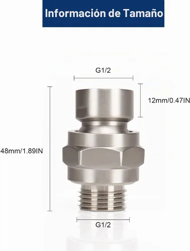 Vista 3 de NearMoon Adaptador de bola giratoria para cabezal de ducha, conector de ducha de latón macizo, junta esférica, componente de extensión universal
