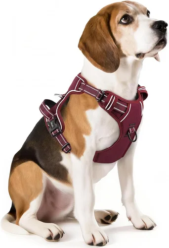 Vista 42 de HEELE Arnés para perro pequeño sin tirones con mango suave, arnés reflectante ajustable, color negro, XS Reflective Front Clip Vest with Control