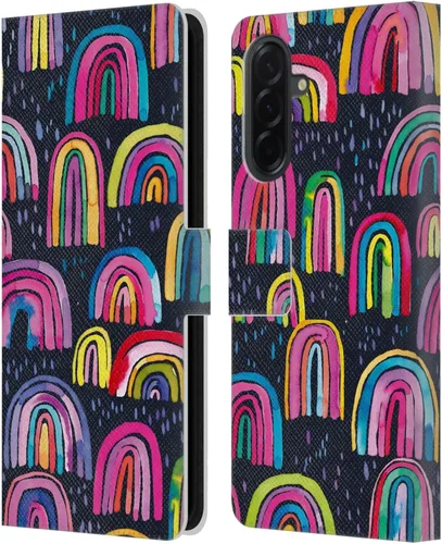 Vista 268 de Head Case Designs Officially Licensed Ninola Brushstrokes Black Summer Patterns Leather Wallet Case Compatible with Samsung Galaxy A07 4G