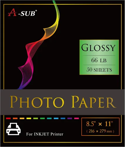 Vista 9 de A-SUB Papel fotográfico RC de alto brillo 11x17 pulgadas, 66lb