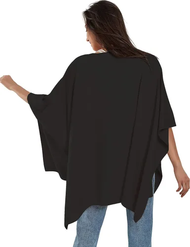 Vista 3 de Suéter sin botones para mujer chal de cachemira ajuste holgado para otoño e invierno
