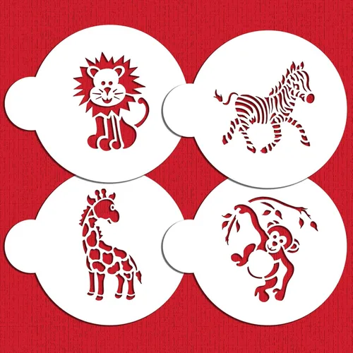 Vista 2 de Designer Stencils Jungle Animals Galleta, beige/semitransparente, se adapta a círculo de 3 pulgadas