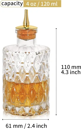 Vista 2 de SuproBarware Bitter Bottle - Botella amarga de grano de joya de 4 onzas / 4.1 fl oz para cóctel, 4 oz/4.1 fl oz, tablero de metal, ideal